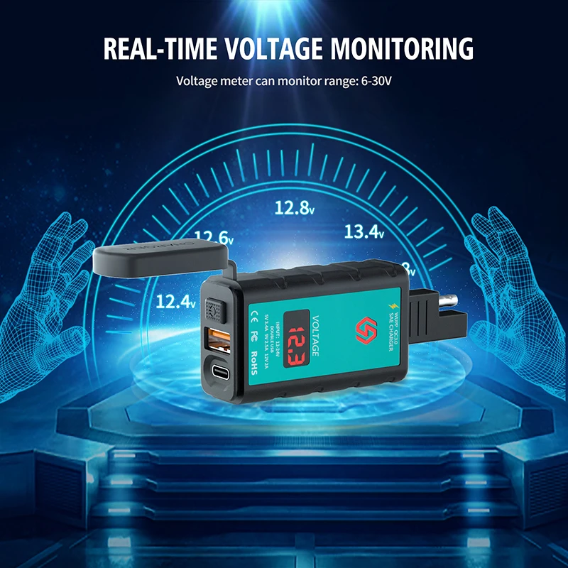 Motorcycle Charger SAE Plug To USB Type-C Socket 12V USB Motorbike Fast Charging Adapter With Voltmeter Waterproof Switch
Motorcycle Charger SAE Plug To USB Type-C Socket 12V USB Motorbike Fast Charging Adapter With Voltmeter Waterproof Switch