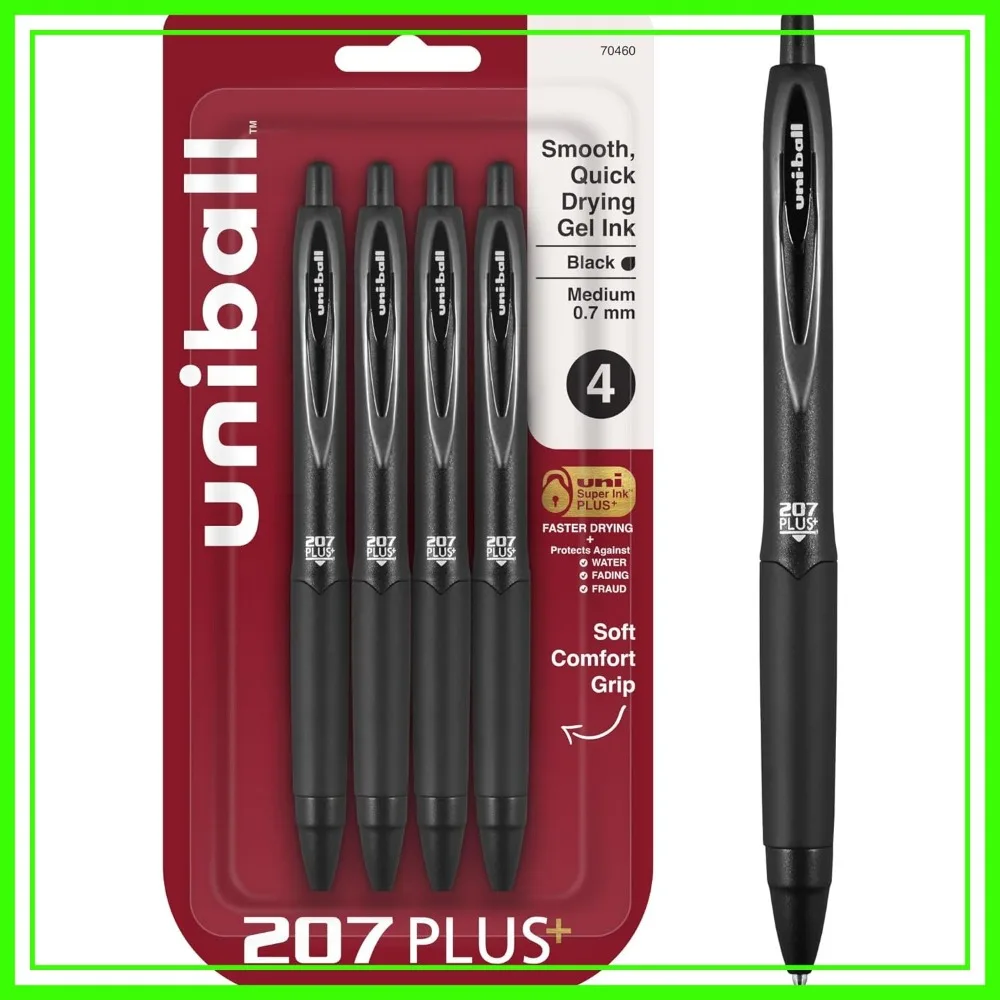 Retractable Gel Pens, Medium Point 0.7mm, Black, 4 Pack
Retractable Gel Pens, Medium Point 0.7mm, Black, 4 Pack