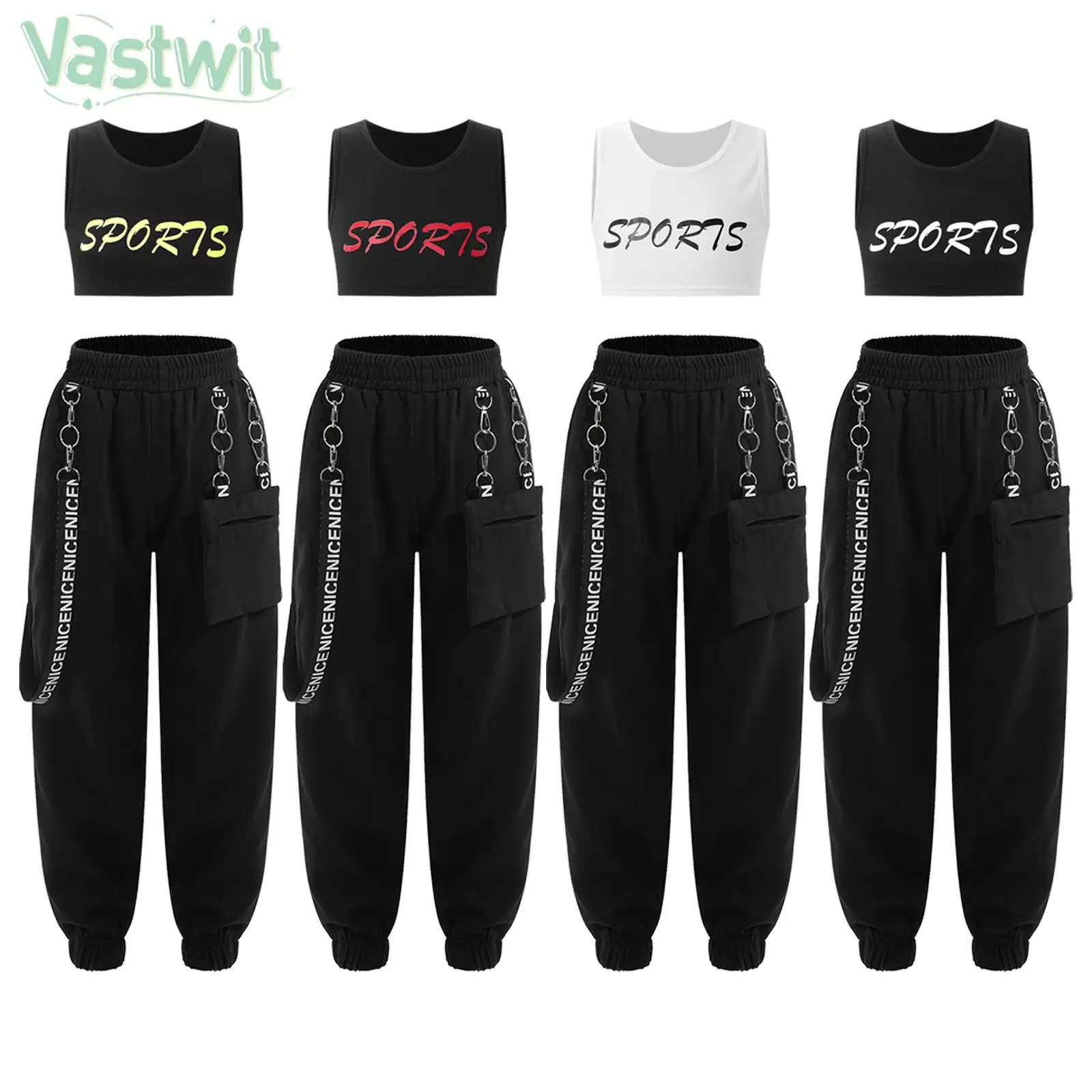 6-16Y Girls Hip Hop Jazz Street Dance Clothes Dancewear Sleeveless Letter Print Crop Top with Pants Set Streetwear Sportswear
6-16Y Girls Hip Hop Jazz Street Dance Clothes Dancewear Sleeveless Letter Print Crop Top with Pants Set Streetwear Sportswear
