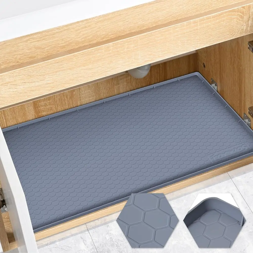 Under-Sink Silicone Mat, 34 x 22, Cabinet Liner, Waterproof Protector for Kitchen & Bath, Grey
Under-Sink Silicone Mat, 34 x 22, Cabinet Liner, Waterproof Protector for Kitchen & Bath, Grey