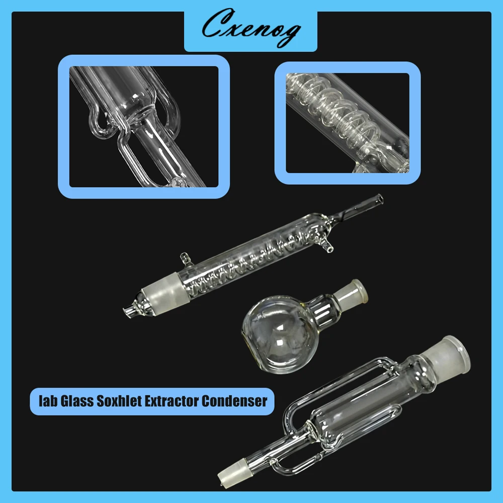 150/250ML Lab Glass Soxhlet Extractor Condenser And Extractor Body, Lab Glassware, Set Spherical Snake Shaped Fat Extractor
150/250ML Lab Glass Soxhlet Extractor Condenser And Extractor Body, Lab Glassware, Set Spherical Snake Shaped Fat Extractor
