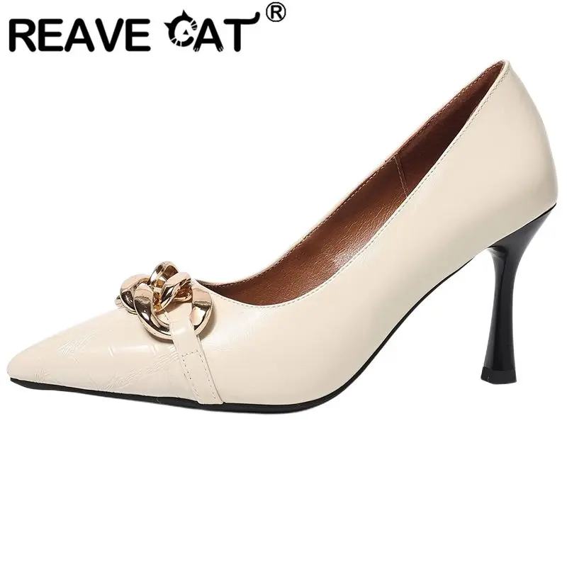 Туфли-лодочки REAVE CAT бежевые, офисные, с острым носком, на тонком высоком каблуке 8 см, без застежки, с металлической цепочкой, увеличенные размеры 43, 44, 45, сексуальные туфли для свиданий
Туфли-лодочки REAVE CAT бежевые, офисные, с острым носком, на тонком высоком каблуке 8 см, без застежки, с металлической цепочкой, увеличенные размеры 43, 44, 45, сексуальные туфли для свиданий