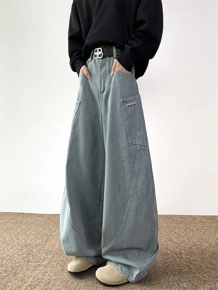 Blue Striped Men's Casual Jeans Multi-Pocket Loose Long Trousers American Retro Workwear Pants Straight Leg Fit for Couples
Blue Striped Men's Casual Jeans Multi-Pocket Loose Long Trousers American Retro Workwear Pants Straight Leg Fit for Couples