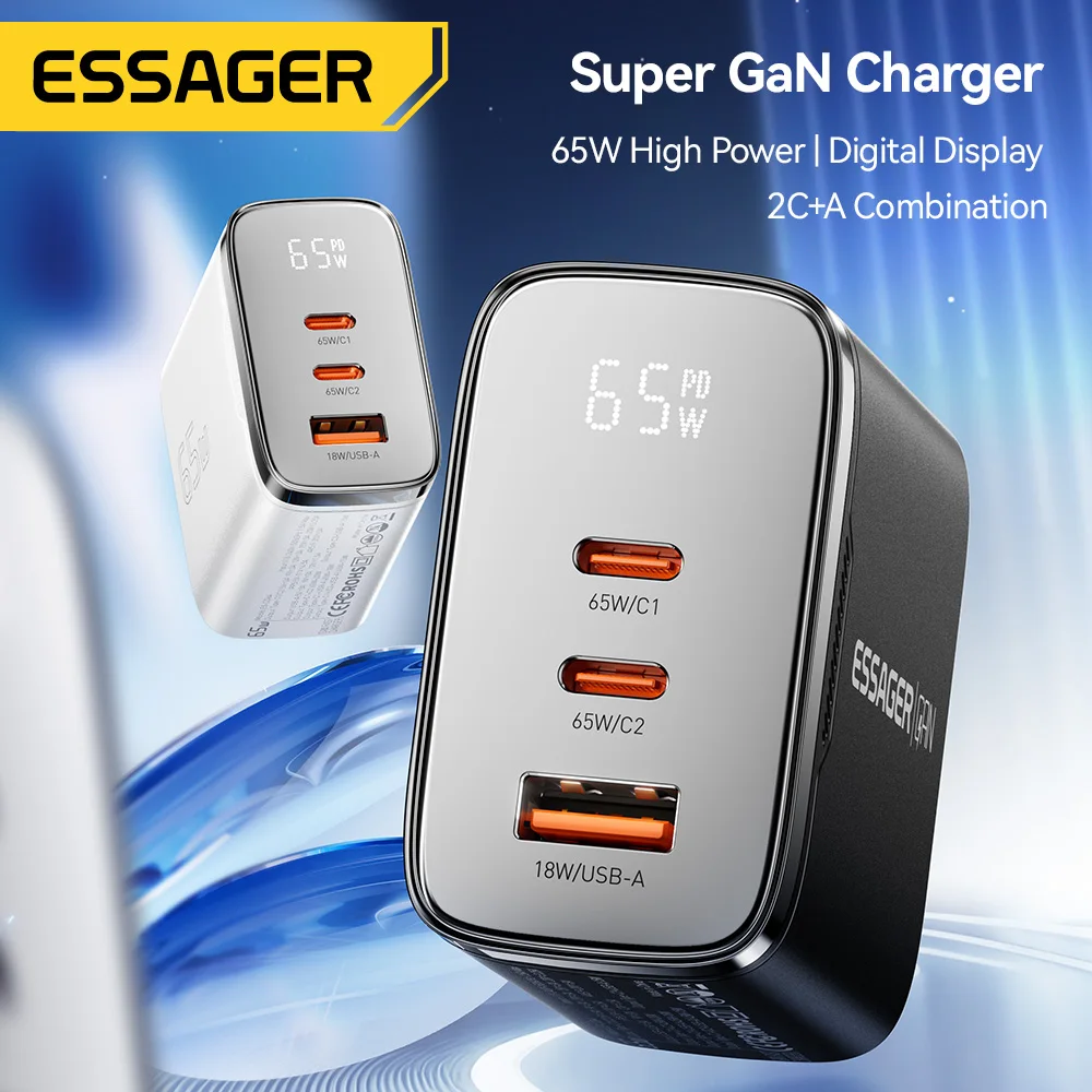 Essager 65W GaN Charger USB C Charger Digital Display Fast Charging Charger for iphone 17 Huawei xiaomo Samsung MacBook Laptop
Essager 65W GaN Charger USB C Charger Digital Display Fast Charging Charger for iphone 17 Huawei xiaomo Samsung MacBook Laptop