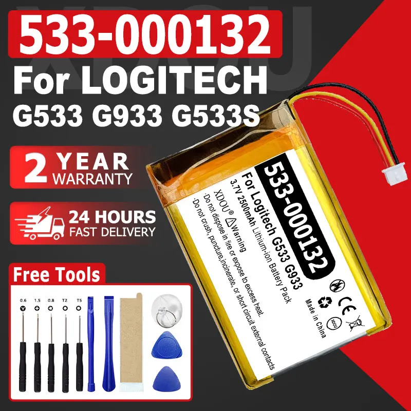 Brand-New 533-000132 Battery For Logitech G533 G933 2500mAh 603450 533-000132 Rechargeable Battery + Free Tools
Brand-New 533-000132 Battery For Logitech G533 G933 2500mAh 603450 533-000132 Rechargeable Battery + Free Tools