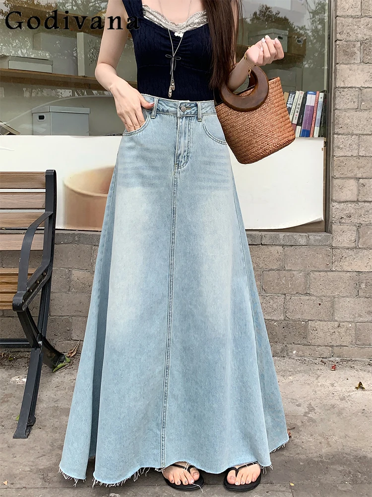 Large Size 2XL-6XL Light Blue High Waist Women Denim Skirt Loose A-line Fashion Versatile Age-reducing Korean Large Swing Skirts
Large Size 2XL-6XL Light Blue High Waist Women Denim Skirt Loose A-line Fashion Versatile Age-reducing Korean Large Swing Skirts