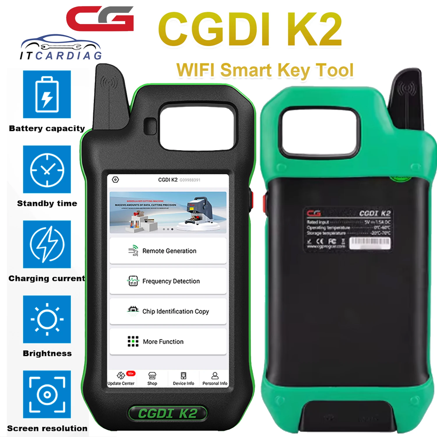 Original CG CGDI K2 Multifunction Remote Programmer Smart Locksmith Key Tool Remote Generator Support 96Bit ID48 Copy
Original CG CGDI K2 Multifunction Remote Programmer Smart Locksmith Key Tool Remote Generator Support 96Bit ID48 Copy