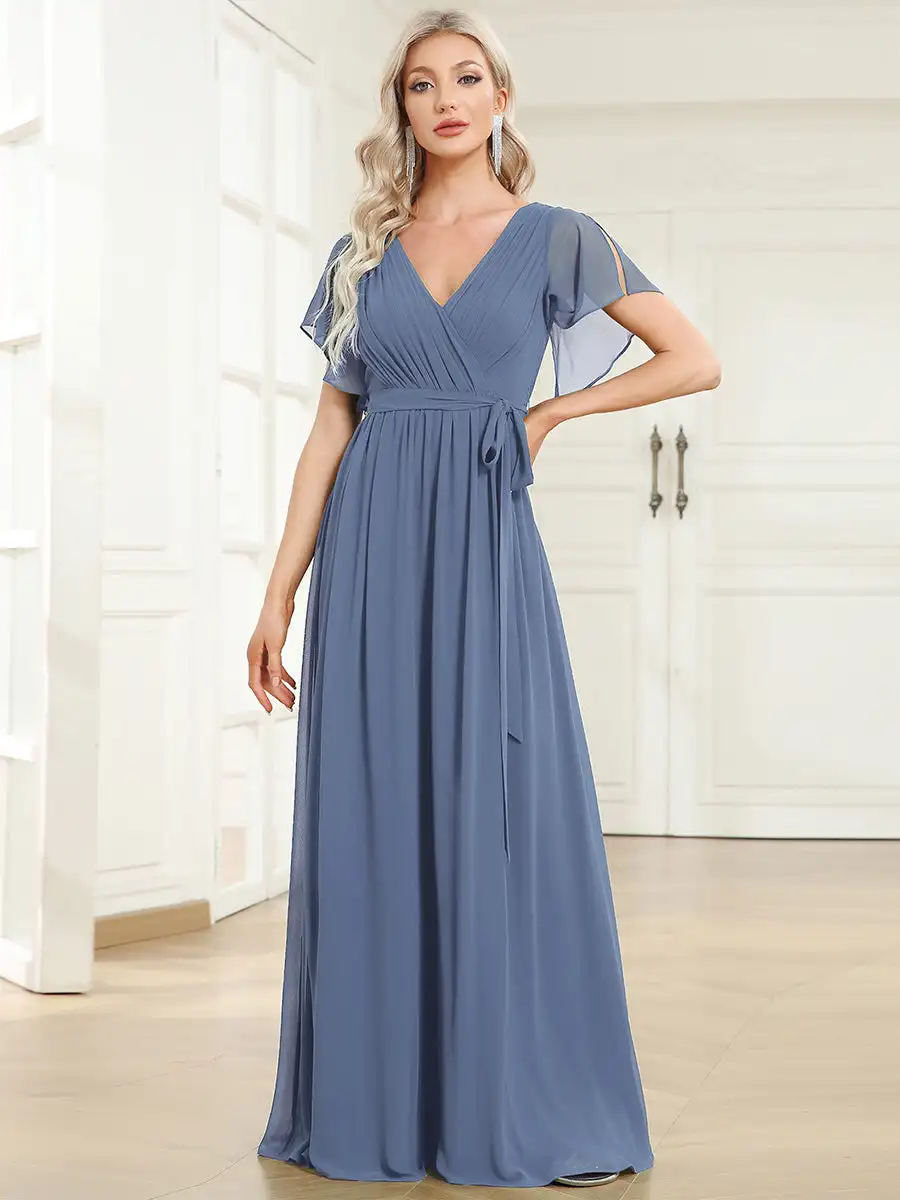 Elegant Evening dresses Deep V Neck Ruffles Sleeves Floor-Length Gown 2025 Ever pretty of Chiffon Dusty Navy Bridesmaid dress
Elegant Evening dresses Deep V Neck Ruffles Sleeves Floor-Length Gown 2025 Ever pretty of Chiffon Dusty Navy Bridesmaid dress