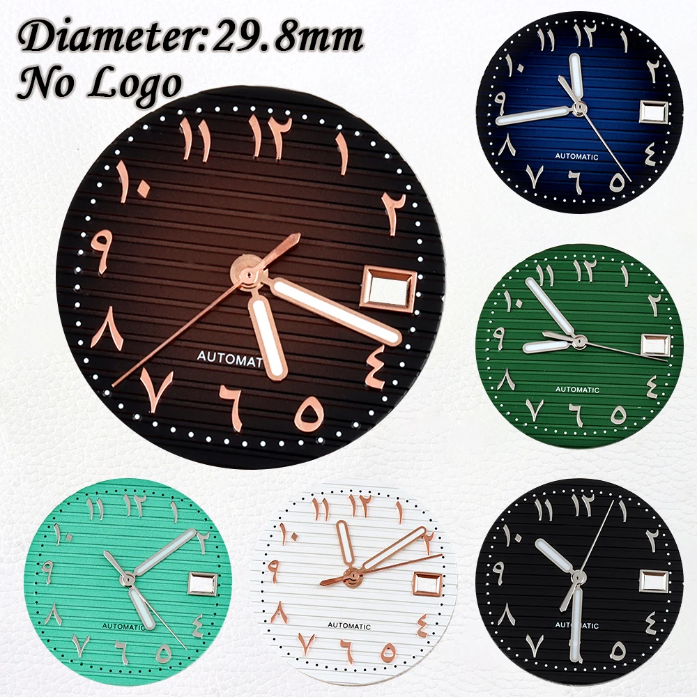 New Arabic 29.8mm NH35 Dial Hands Green Luminous Black/Rose Gold Arabic dial Fit Nautilus NH35 NH36 NH38 Movement Watch Parts
New Arabic 29.8mm NH35 Dial Hands Green Luminous Black/Rose Gold Arabic dial Fit Nautilus NH35 NH36 NH38 Movement Watch Parts