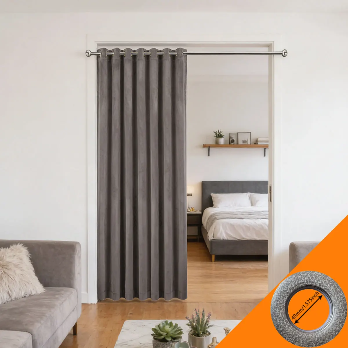 1 Piece Charcoal Gray Velvet Room Divider, Sleek Neutral Style Noise-Reducing Privacy Curtain Multi-color available
1 Piece Charcoal Gray Velvet Room Divider, Sleek Neutral Style Noise-Reducing Privacy Curtain Multi-color available