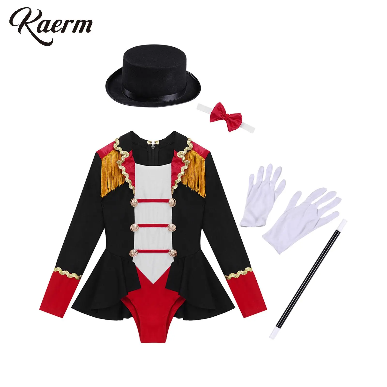 Girls Circus Ringmaster Costume Halloween Lion Tamer Dress Up Long Sleeve Tassel Leotard Jumpsuit with Magic Wand Gloves Suits
Girls Circus Ringmaster Costume Halloween Lion Tamer Dress Up Long Sleeve Tassel Leotard Jumpsuit with Magic Wand Gloves Suits