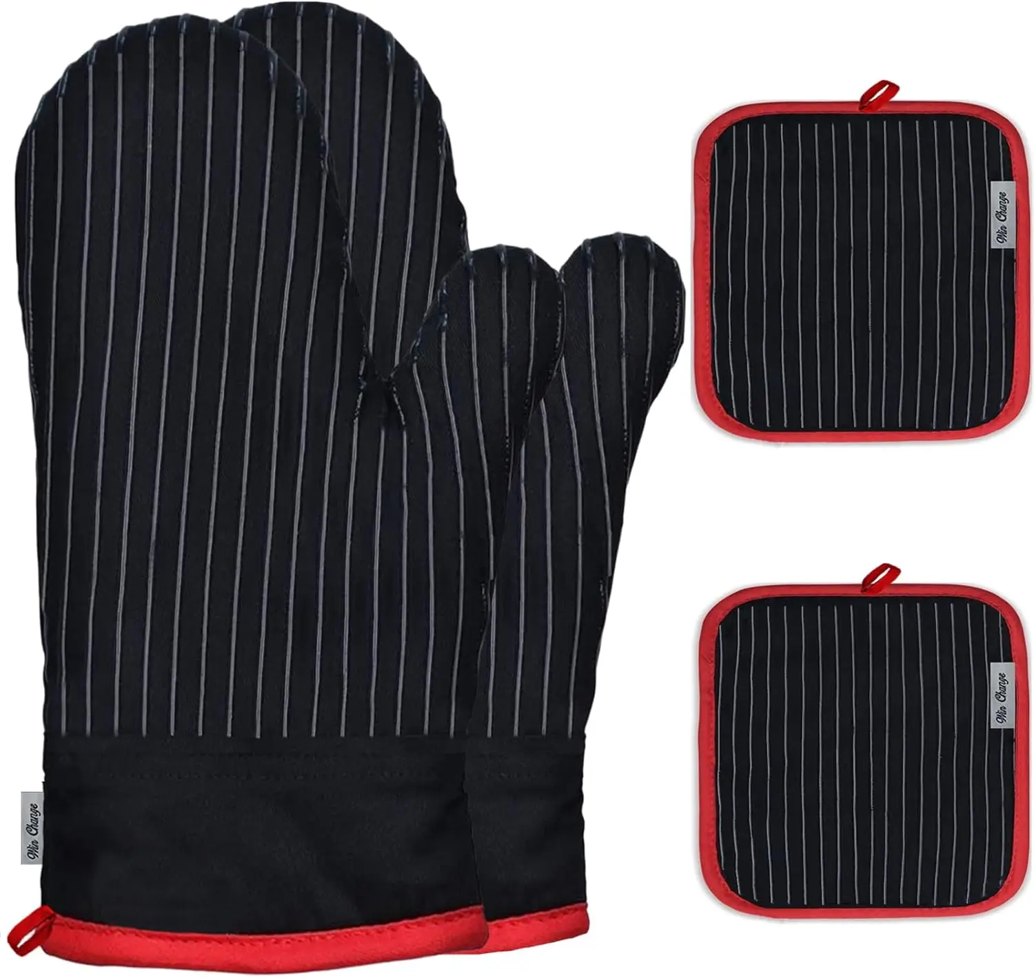 Oven Mitts and Pot Holders Set, Cotton High Heat Resistant, Extra Thick Long, 4 Pcs, Black Red
Oven Mitts and Pot Holders Set, Cotton High Heat Resistant, Extra Thick Long, 4 Pcs, Black Red