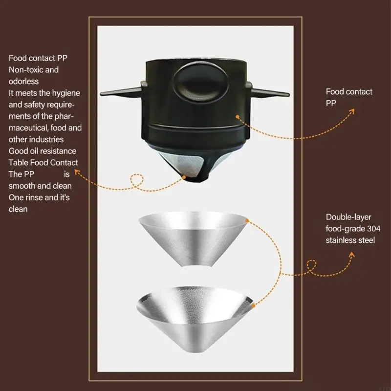 L74D Stainless Steel Coffee Filter Double Layer Design Portable Foldable Dripper for Home Office Travels and Outdoor Brewing
L74D Stainless Steel Coffee Filter Double Layer Design Portable Foldable Dripper for Home Office Travels and Outdoor Brewing