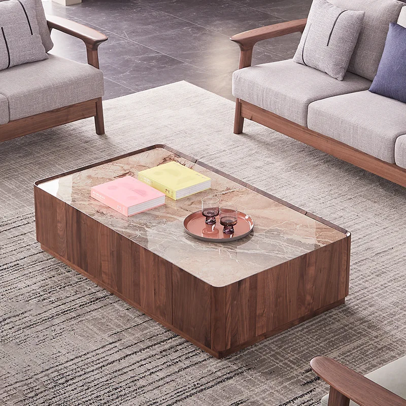 North American black walnut marble slate coffee table light luxury modern simple large apartment solid wood coffee table
North American black walnut marble slate coffee table light luxury modern simple large apartment solid wood coffee table