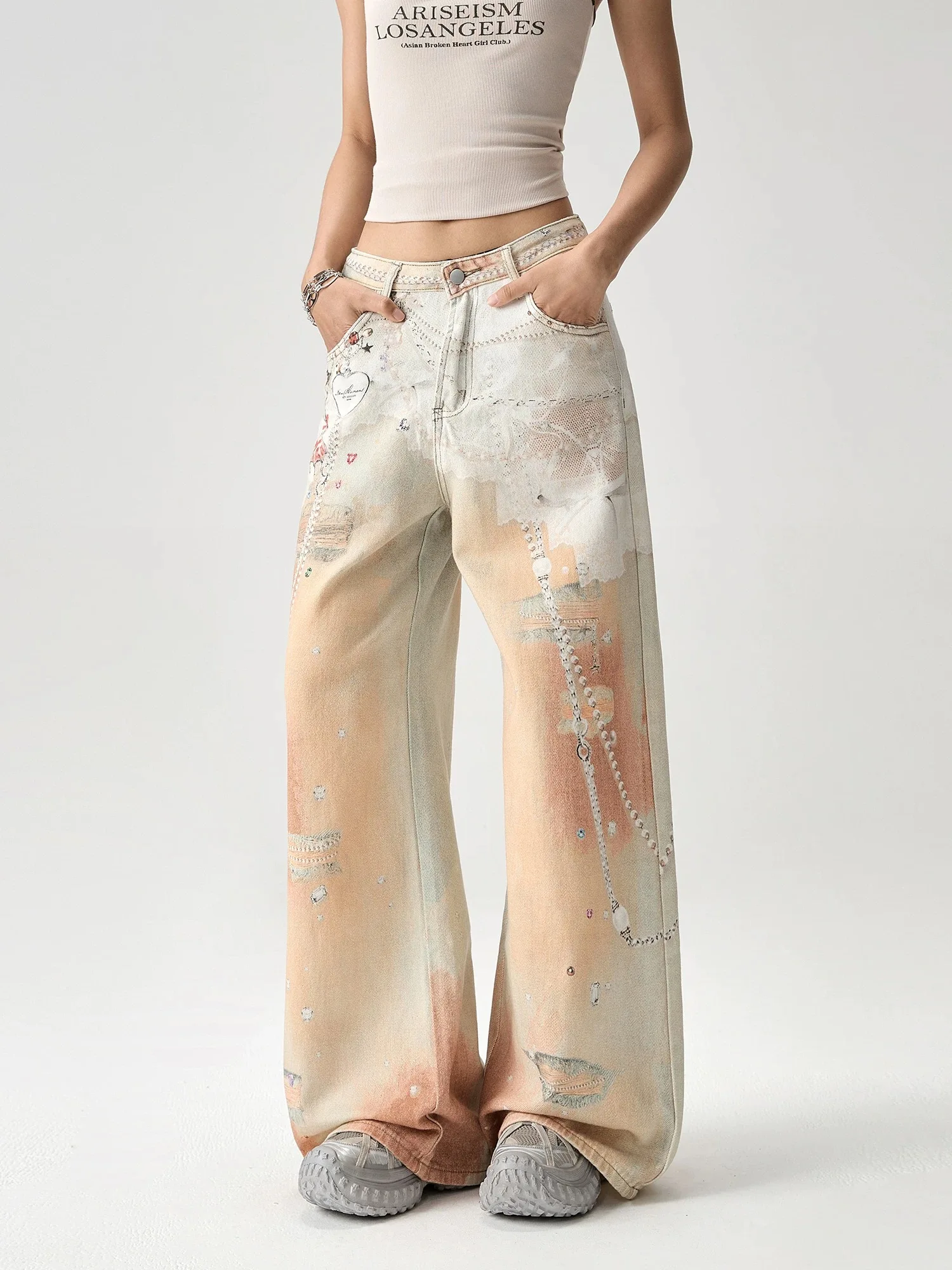 New Women Retro Printed Wide Leg Jeans American High Street Style Summer Thin Loose Straight Hanging Pants
New Women Retro Printed Wide Leg Jeans American High Street Style Summer Thin Loose Straight Hanging Pants