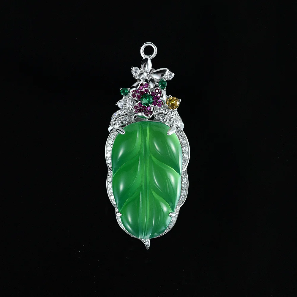 New S925 Silver Charm Full Green (Jade Leaf) Pendant Necklace Charm Design Luxury Set Necklace Wedding Jewelry
New S925 Silver Charm Full Green (Jade Leaf) Pendant Necklace Charm Design Luxury Set Necklace Wedding Jewelry