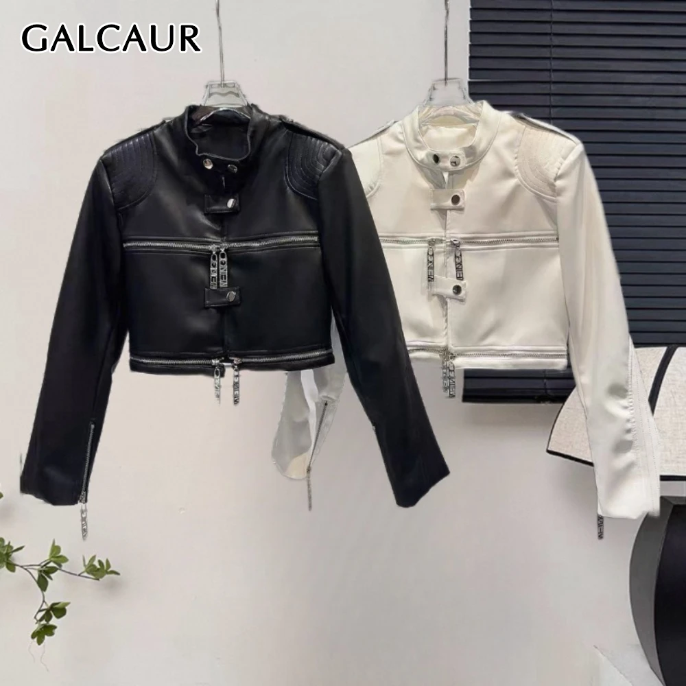 GALCAUR Solid Spliced Zipper Jacket Female Turtleneck Long Sleeve Loose Outdoor Retro Women's Jackets Autumn Style Fashion New
GALCAUR Solid Spliced Zipper Jacket Female Turtleneck Long Sleeve Loose Outdoor Retro Women's Jackets Autumn Style Fashion New