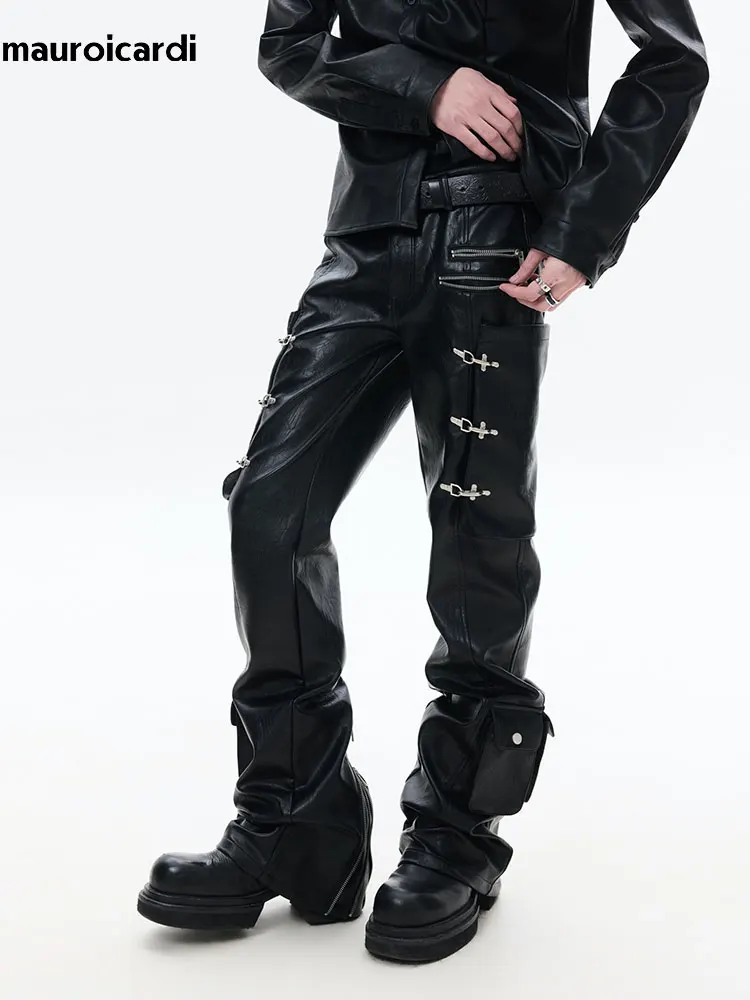 Mauroicardi Spring Autumn Cool Long Pu Leather Straight Pants for Men Luxury Brands Original Dark Academia Clothing Vintage 2026
Mauroicardi Spring Autumn Cool Long Pu Leather Straight Pants for Men Luxury Brands Original Dark Academia Clothing Vintage 2026