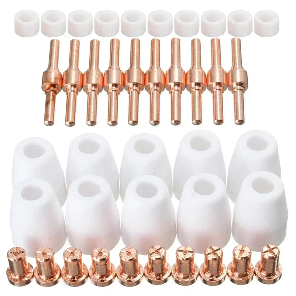 40 PCS Plasma Torch Consumables Replacement Kit for PT 31 40 CUT40 Includes Electrodes Nozzles Diverters Covers
40 PCS Plasma Torch Consumables Replacement Kit for PT 31 40 CUT40 Includes Electrodes Nozzles Diverters Covers