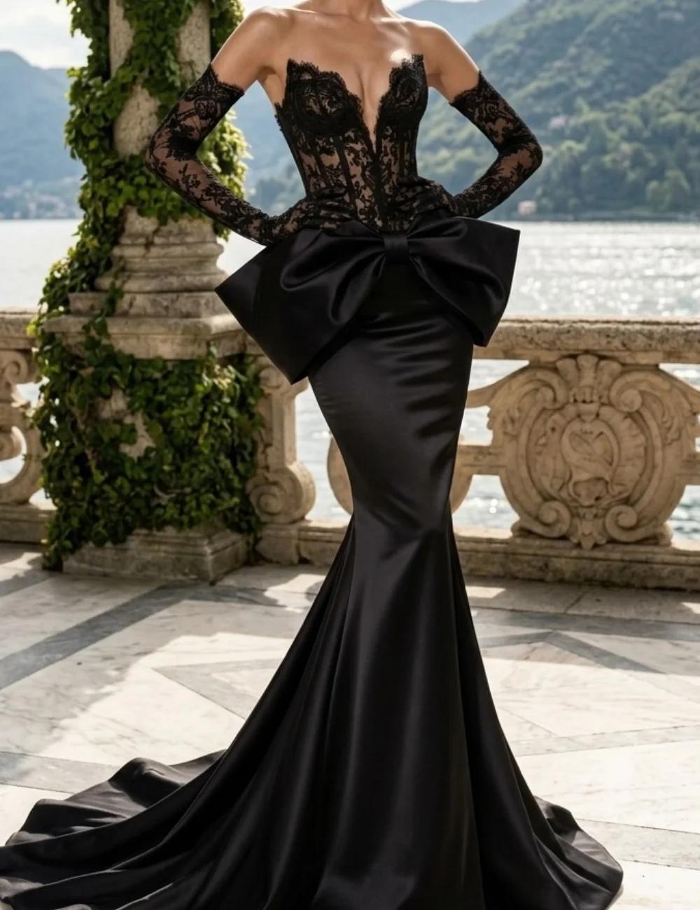 Customized Sexy Fashion Pleat Draped Lace Bow Mermaid Sweetheart Long Dresses Evening Dresses For Birthday Party Exquisite
Customized Sexy Fashion Pleat Draped Lace Bow Mermaid Sweetheart Long Dresses Evening Dresses For Birthday Party Exquisite