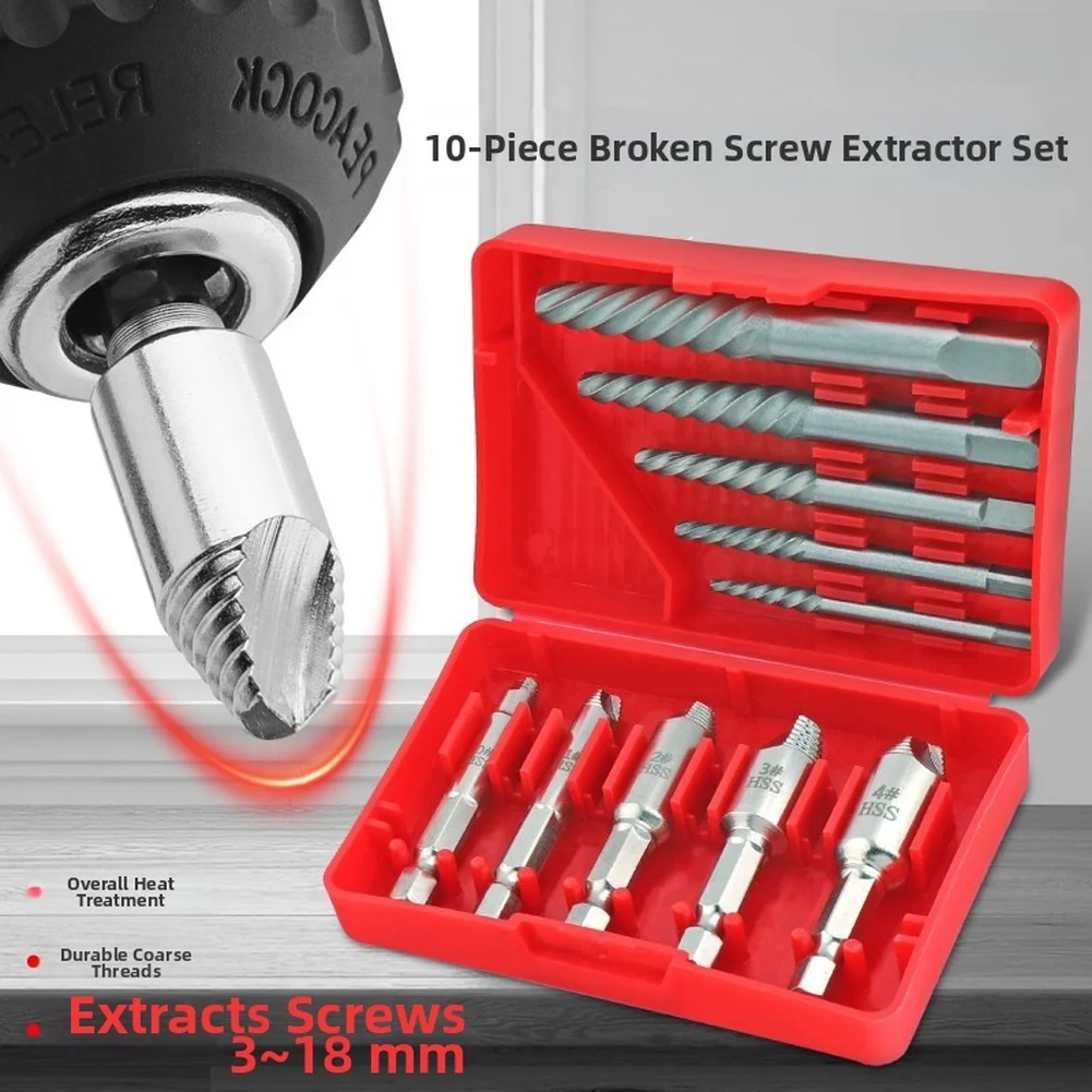 10 Piece High Steel Screw Extractor Set For Broken Stripped Bolts Removal Hand Drill Wrenches Power Tools Accessories
10 Piece High Steel Screw Extractor Set For Broken Stripped Bolts Removal Hand Drill Wrenches Power Tools Accessories