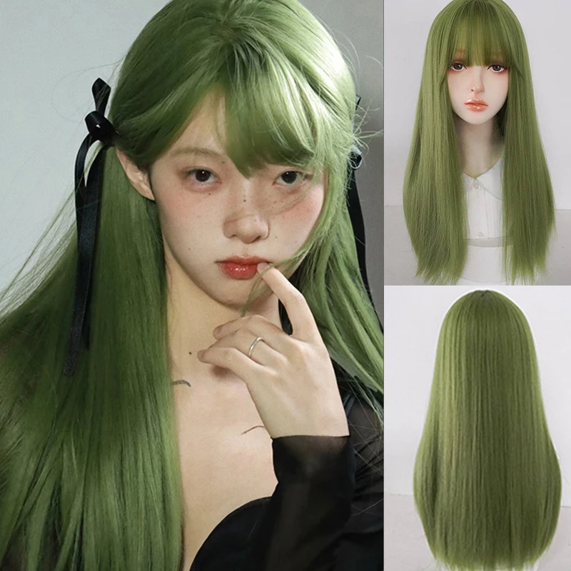 Green Wigs Female Long Hair Natural Full Head Cover Long Straight Hair Dummy Hair Wig Set Lolita cosplay daily use
Green Wigs Female Long Hair Natural Full Head Cover Long Straight Hair Dummy Hair Wig Set Lolita cosplay daily use