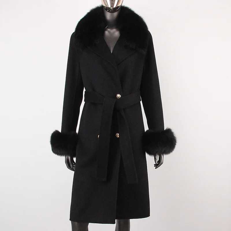 FURYOURSELF 2023 X-Long Natural Wool Blends Cashmere Real Fur Coat Winter Jacket Women Double Breasted Belt Overcoat Streetwear
FURYOURSELF 2023 X-Long Natural Wool Blends Cashmere Real Fur Coat Winter Jacket Women Double Breasted Belt Overcoat Streetwear