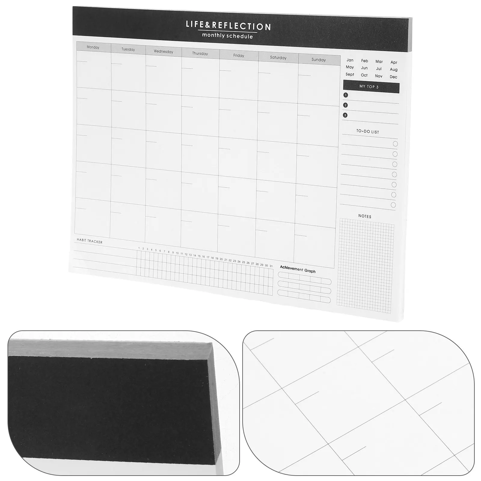Undated Monthly Planner Notepad Minimalist Blank Calendar Sheets for Goal Setting Portable Desktop Study Business Home Planning
Undated Monthly Planner Notepad Minimalist Blank Calendar Sheets for Goal Setting Portable Desktop Study Business Home Planning