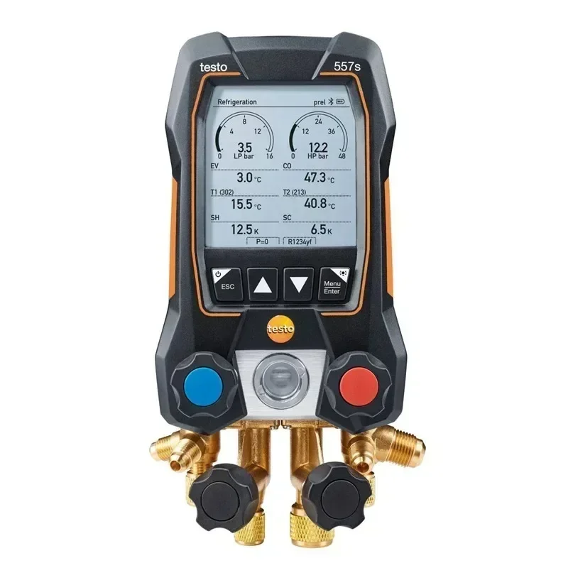 4-Valves Bluetooth Smart Digital Manifold Gauge 557S Wireless Vacuum and Clamp Temperature Probes 0564 5571 Pressure Gauges
4-Valves Bluetooth Smart Digital Manifold Gauge 557S Wireless Vacuum and Clamp Temperature Probes 0564 5571 Pressure Gauges