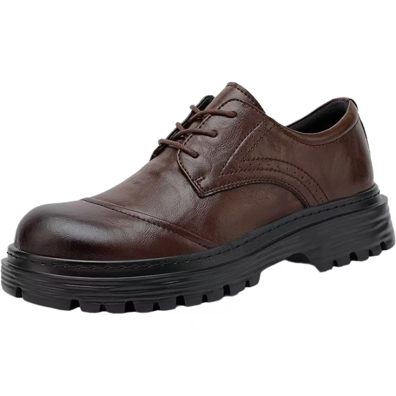 Мужские кожаные туфли на низком ходу с круглым носком, на шнуровке, для работы, весна-осень, новинка, на толстой подошве, в британском стиле, деловые повседневные кожаные туфли
Мужские кожаные туфли на низком ходу с круглым носком, на шнуровке, для работы, весна-осень, новинка, на толстой подошве, в британском стиле, деловые повседневные кожаные туфли