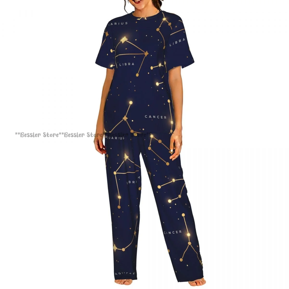 Women Pajama Sets Lounge Sleepwear Zodiac Constellations Space With Shiny Sparkling Stars Short Sleeve Nightwear
Women Pajama Sets Lounge Sleepwear Zodiac Constellations Space With Shiny Sparkling Stars Short Sleeve Nightwear