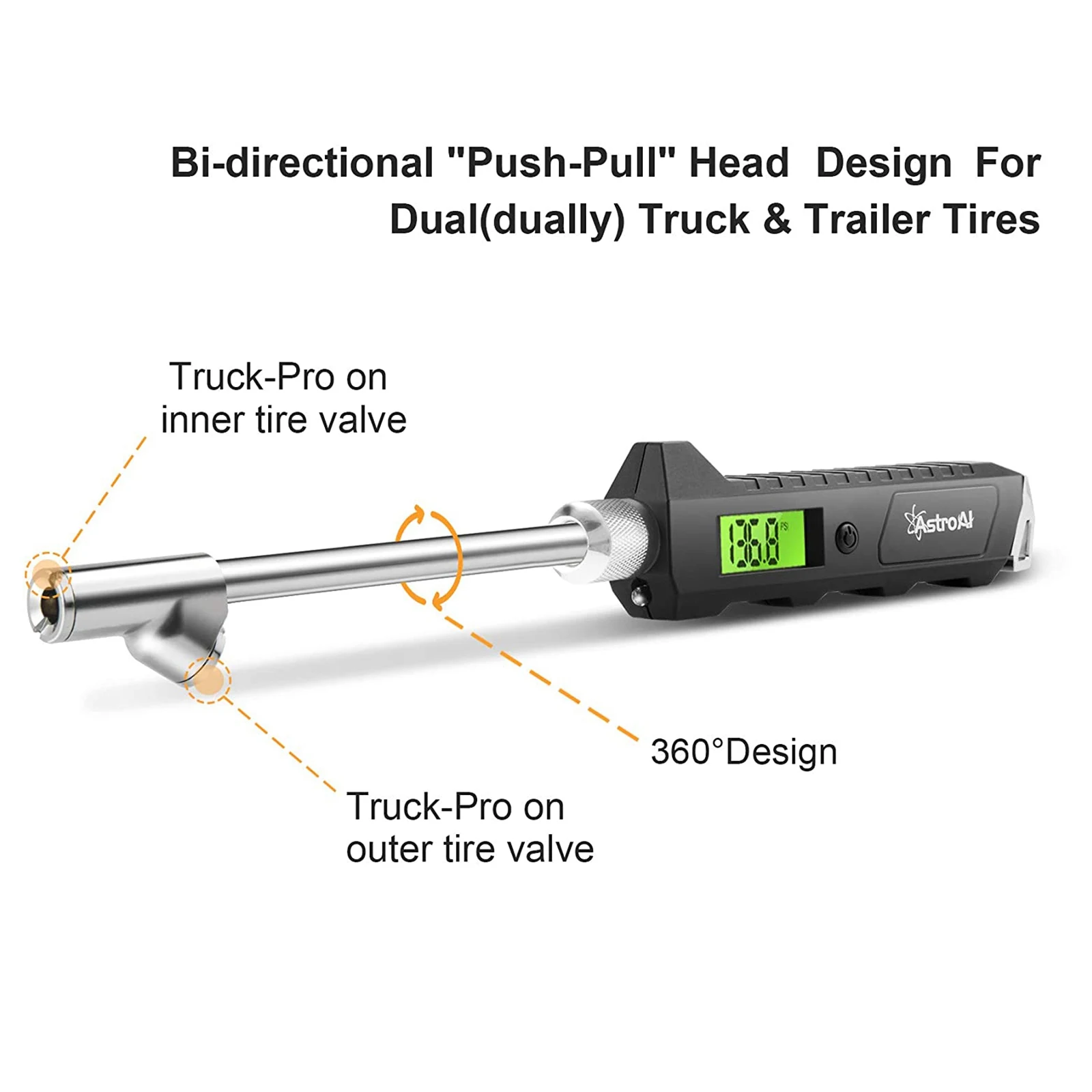 Illuminated Heavy-Duty Truck Tire Pressure Gauge with LCD Luminous Display Dual-Head Digital Tire Pressure GaugeJAS
Illuminated Heavy-Duty Truck Tire Pressure Gauge with LCD Luminous Display Dual-Head Digital Tire Pressure GaugeJAS