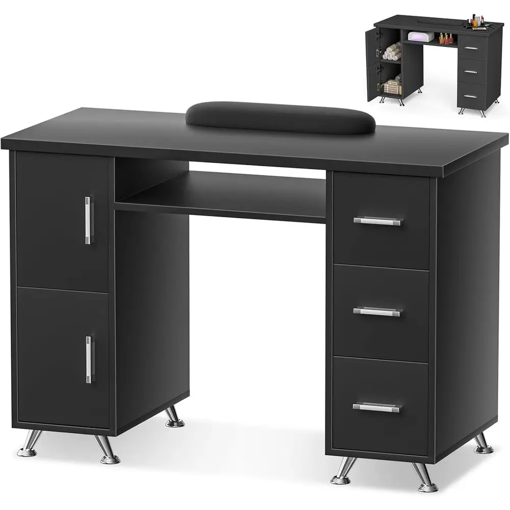 Black Acrylic Resistant Nail Station with Extended Drawers, Cabinet, and Wrist Cushion
Black Acrylic Resistant Nail Station with Extended Drawers, Cabinet, and Wrist Cushion