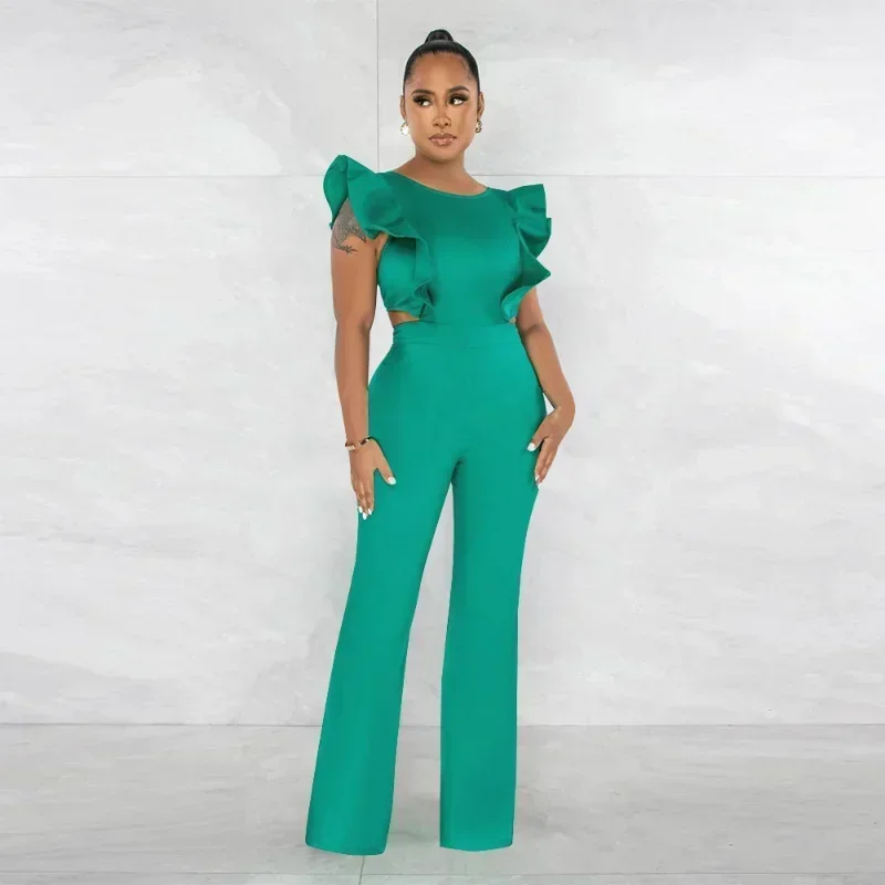 GUWU Ruffles Shoulder Cutout Waist High Slit Straight Wide Leg Jumpsuit Vintage Street Summer Women Playsuit One Piece Set
GUWU Ruffles Shoulder Cutout Waist High Slit Straight Wide Leg Jumpsuit Vintage Street Summer Women Playsuit One Piece Set
