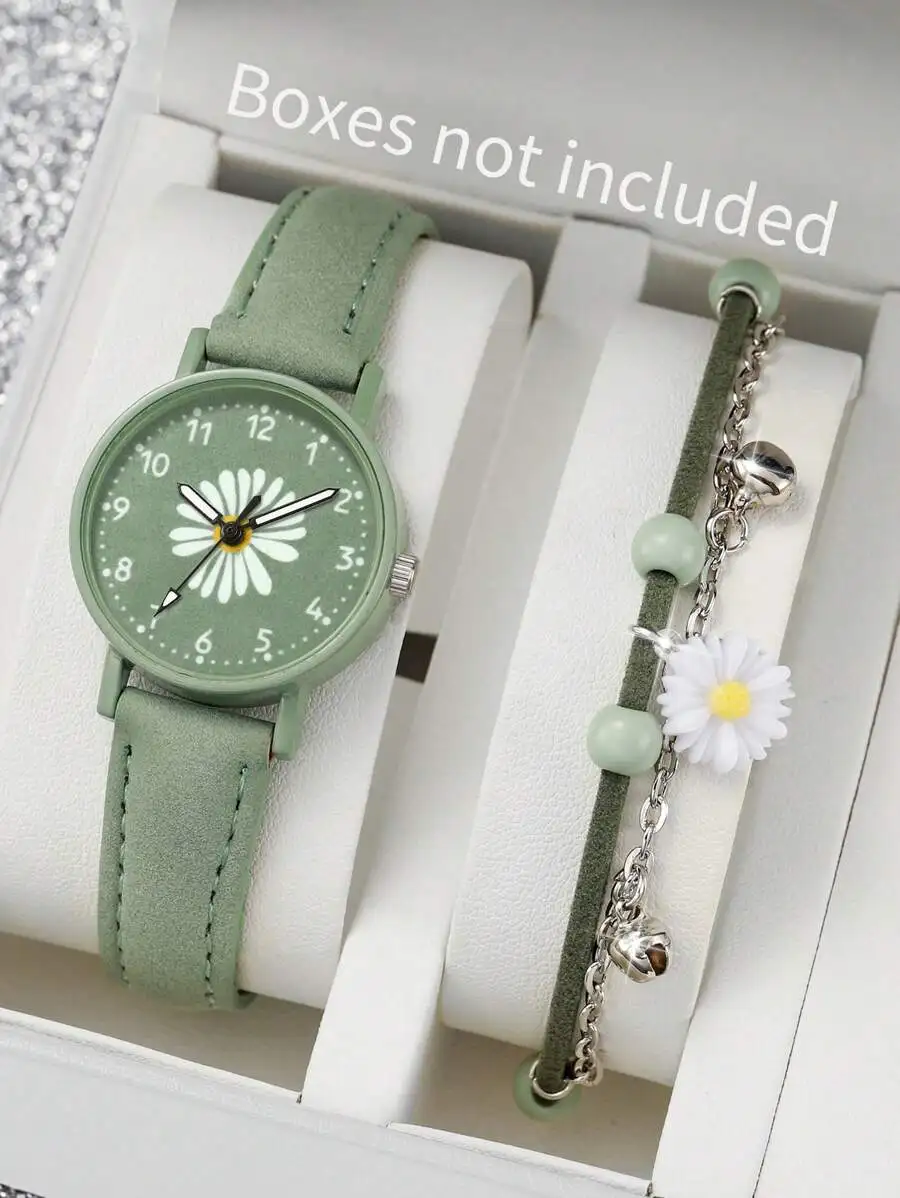 2pcs/Set Women's Fashion Numeric Dial Dial Quartz Watch + Floral Bracelet, No Watch Box Included
2pcs/Set Women's Fashion Numeric Dial Dial Quartz Watch + Floral Bracelet, No Watch Box Included