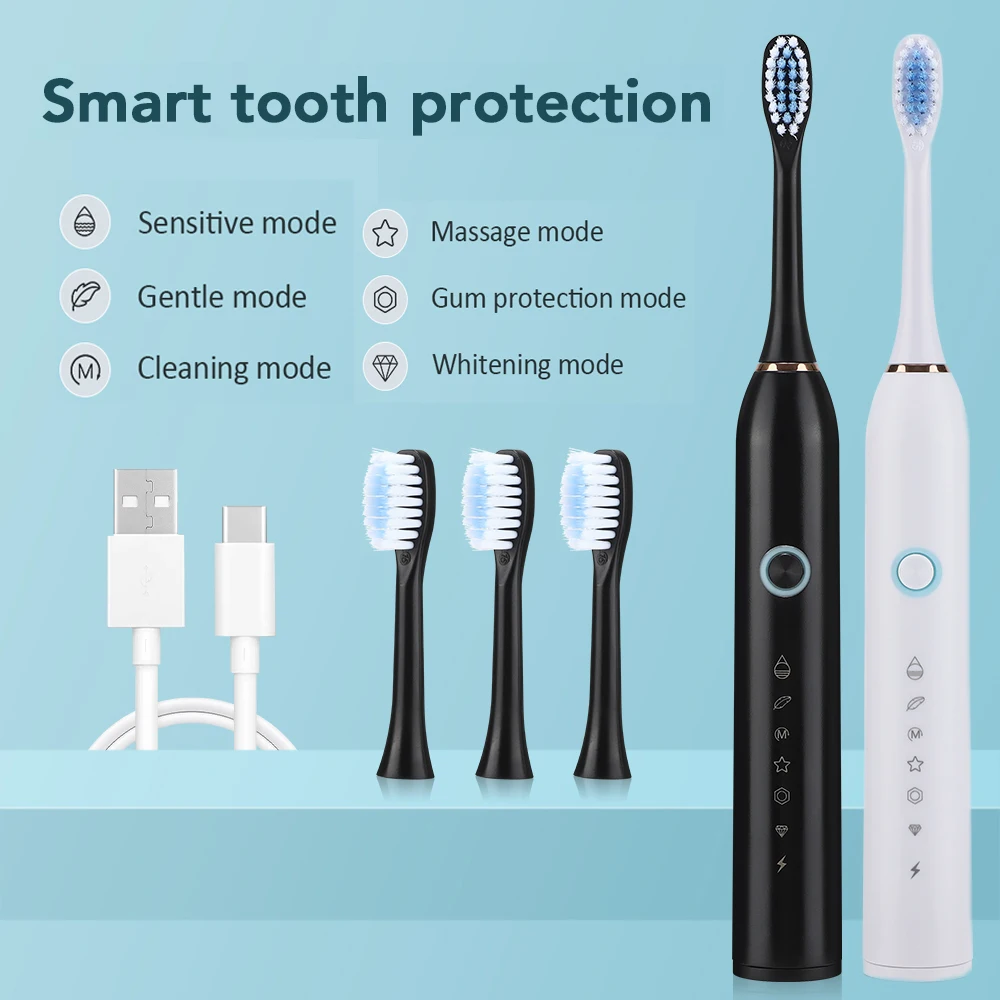 Electric Toothbrush 6 Cleaning Modes Sonic Electric Toothbrush For Teeth Brushes Vibration Dental Tooth Cleaner Rechargeable
Electric Toothbrush 6 Cleaning Modes Sonic Electric Toothbrush For Teeth Brushes Vibration Dental Tooth Cleaner Rechargeable