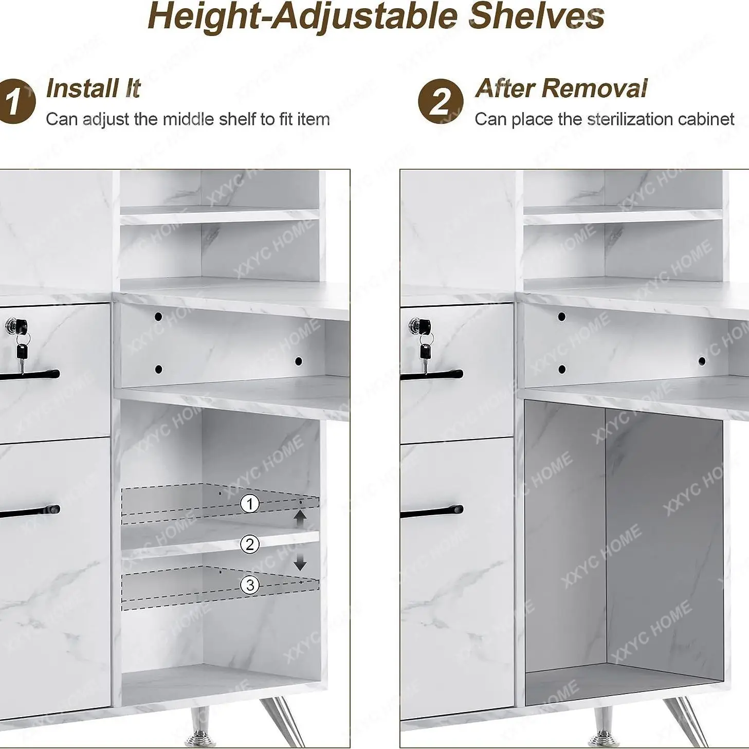 M BarberPub L-shaped nail table with drawers and shelves for storage, salon nail table
M BarberPub L-shaped nail table with drawers and shelves for storage, salon nail table