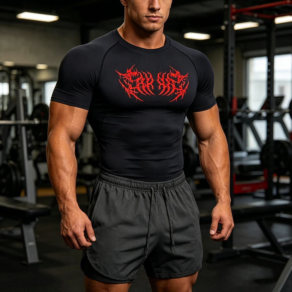 2 Piece Fitness Outfit Quick Dry Compression Top Double Layer Running Shorts Phone Pocket Towel Loop Gothic Death Metal Print
2 Piece Fitness Outfit Quick Dry Compression Top Double Layer Running Shorts Phone Pocket Towel Loop Gothic Death Metal Print