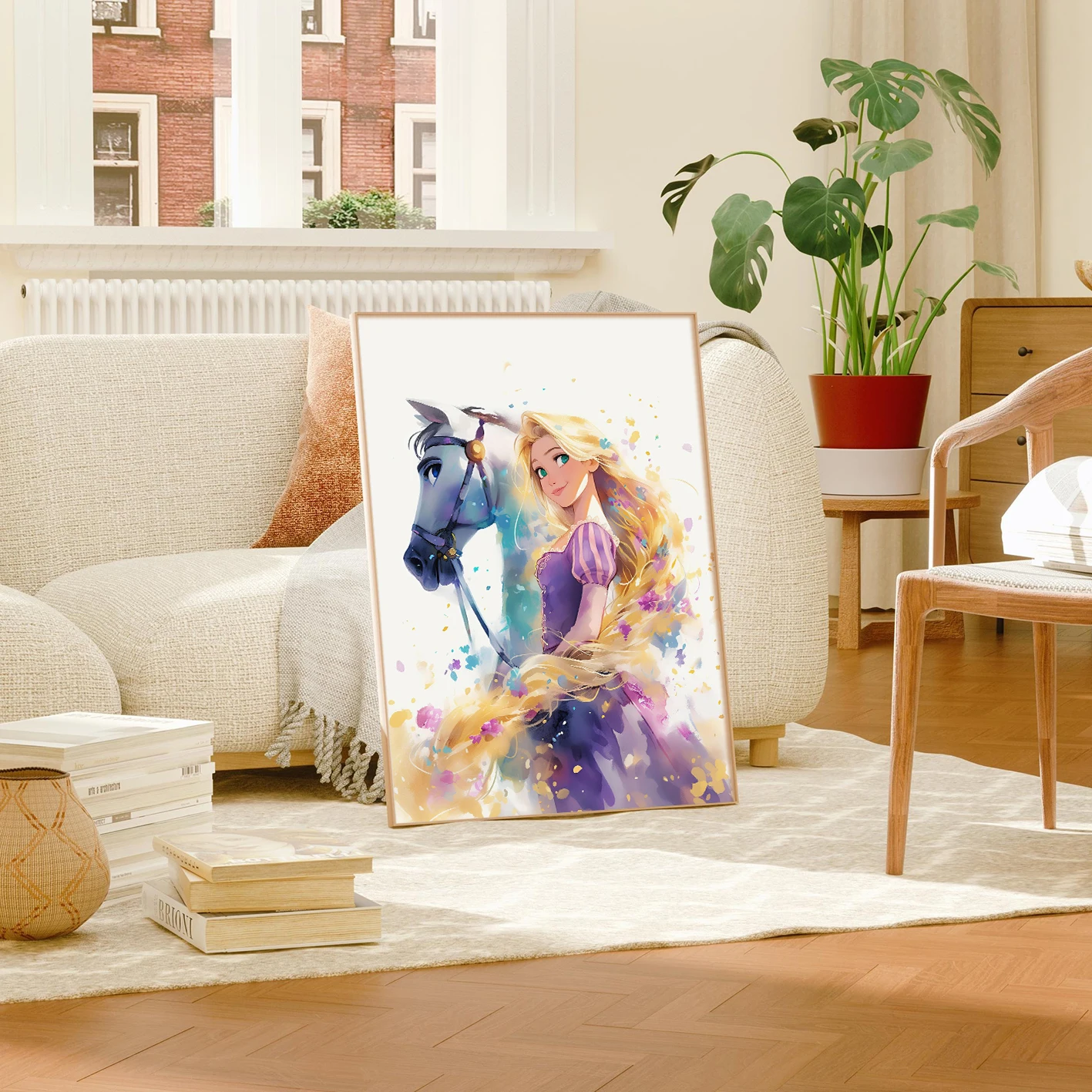 Watercolor print of Rapunzel and Maximus, Disney-style bedroom decoration, children's room wall decoration, girl's room poster.
Watercolor print of Rapunzel and Maximus, Disney-style bedroom decoration, children's room wall decoration, girl's room poster.