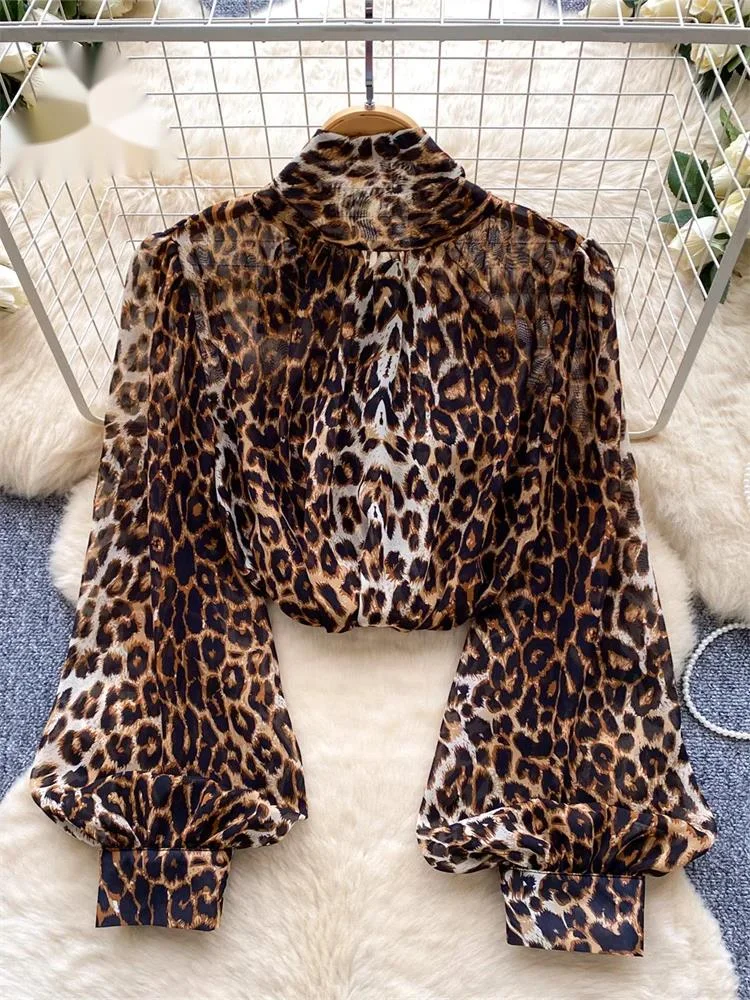 Feminine Leopard Workwear Top French Style Lantern Sleeve Spring Lace Up Blouse Female Chiffon Vintage Versatile Shirt
Feminine Leopard Workwear Top French Style Lantern Sleeve Spring Lace Up Blouse Female Chiffon Vintage Versatile Shirt