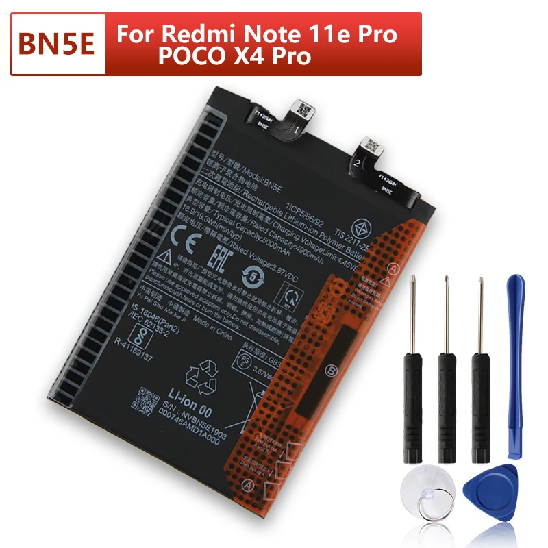 Сменный аккумулятор для телефона BN5E на 2024 годы для Redmi Note 11e Pro Xiaomi POCO X4 Pro, аккумуляторы для телефонов 6000 мАч
Сменный аккумулятор для телефона BN5E на 2024 годы для Redmi Note 11e Pro Xiaomi POCO X4 Pro, аккумуляторы для телефонов 6000 мАч