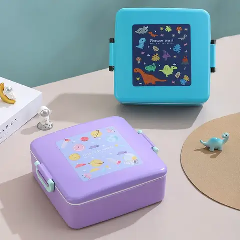 子供用弁当箱,電子レンジ対応のポータブル弁当箱,学校用食品容器,かわいい,漏れ防止,子供用食品収納