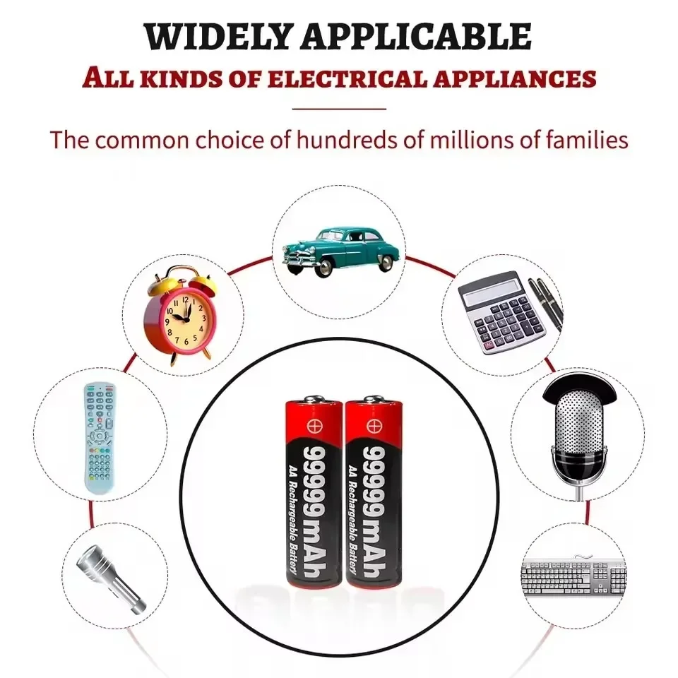 2025 NEW AA1.5V rechargeable battery, nickel hydrogen battery 99999mAh, suitable for remote control, toys, flashlights+chargers
2025 NEW AA1.5V rechargeable battery, nickel hydrogen battery 99999mAh, suitable for remote control, toys, flashlights+chargers