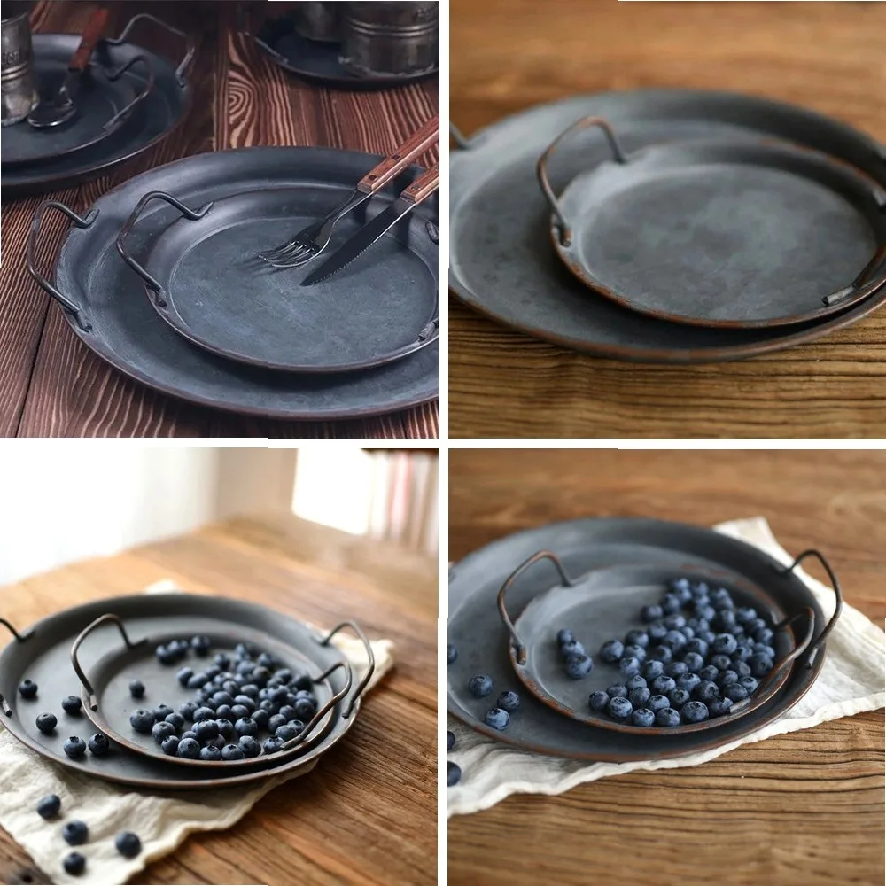 Retro Metal Plate With Handles Handcrafted Round Wrought Vintage Storage Bread Dessert Tray Home Decor
Retro Metal Plate With Handles Handcrafted Round Wrought Vintage Storage Bread Dessert Tray Home Decor