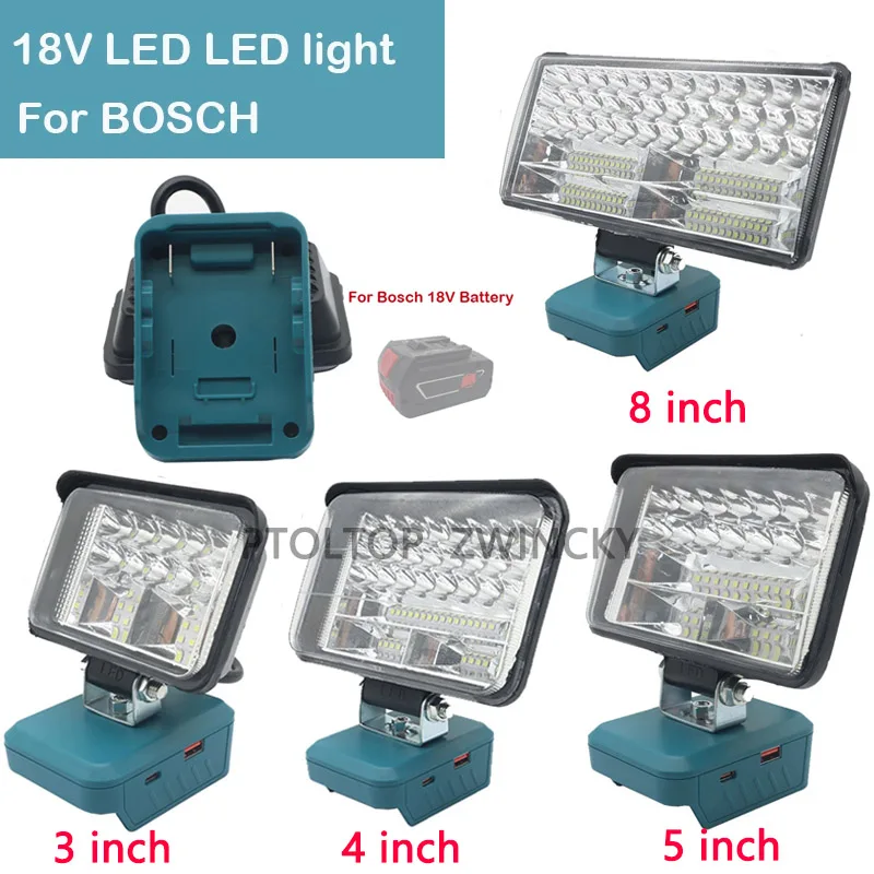For Bosch 18V Li-ion Battery Power Tools 3/4/5/8 Inch Car LED Work Lights Flashlights Outdoor Torch USB Type-C Power Bank
For Bosch 18V Li-ion Battery Power Tools 3/4/5/8 Inch Car LED Work Lights Flashlights Outdoor Torch USB Type-C Power Bank