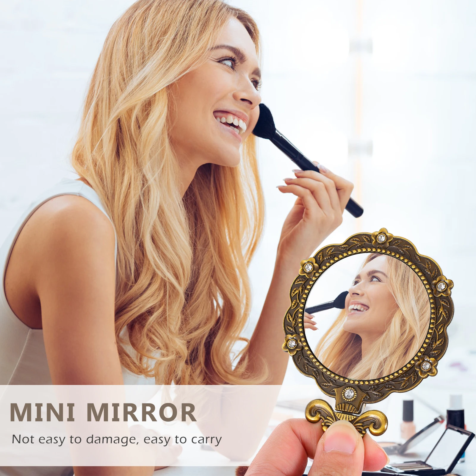 Vintage Handheld Makeup Mirror Portable Folding Mini Mirror Rhinestone Vanity Compact Gift for Women Girls
Vintage Handheld Makeup Mirror Portable Folding Mini Mirror Rhinestone Vanity Compact Gift for Women Girls