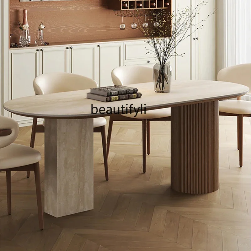 French travertine dining table Roman column table marble designer oval dining table53
French travertine dining table Roman column table marble designer oval dining table53