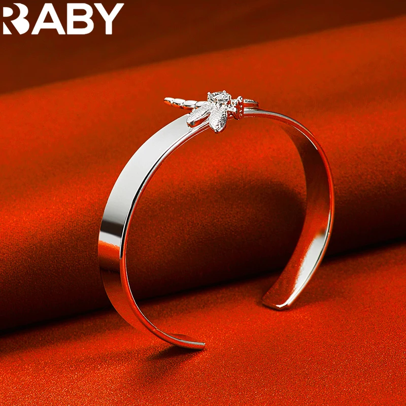 925 Sterling Silver Zircon Dragonfly Opening Bangle Bracelet For Women Man Fashion Jewelry Wedding Elegant Noble Accessories
925 Sterling Silver Zircon Dragonfly Opening Bangle Bracelet For Women Man Fashion Jewelry Wedding Elegant Noble Accessories