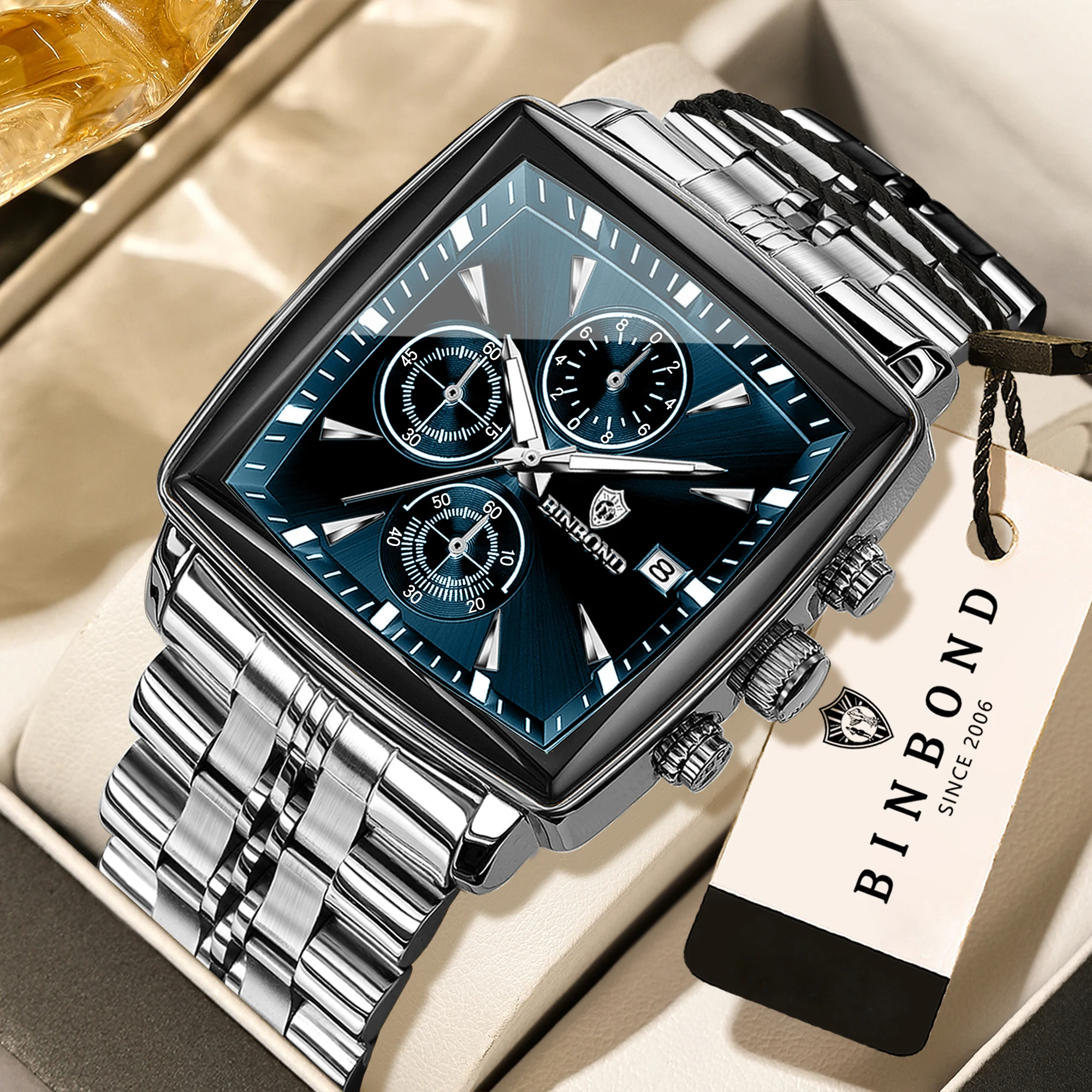 BINBOND Chronograph Orginal Square Precise Quartz Watches For Men Luxury Luminous Waterproof Auto Date Men's Watch Durable Reloj
BINBOND Chronograph Orginal Square Precise Quartz Watches For Men Luxury Luminous Waterproof Auto Date Men's Watch Durable Reloj