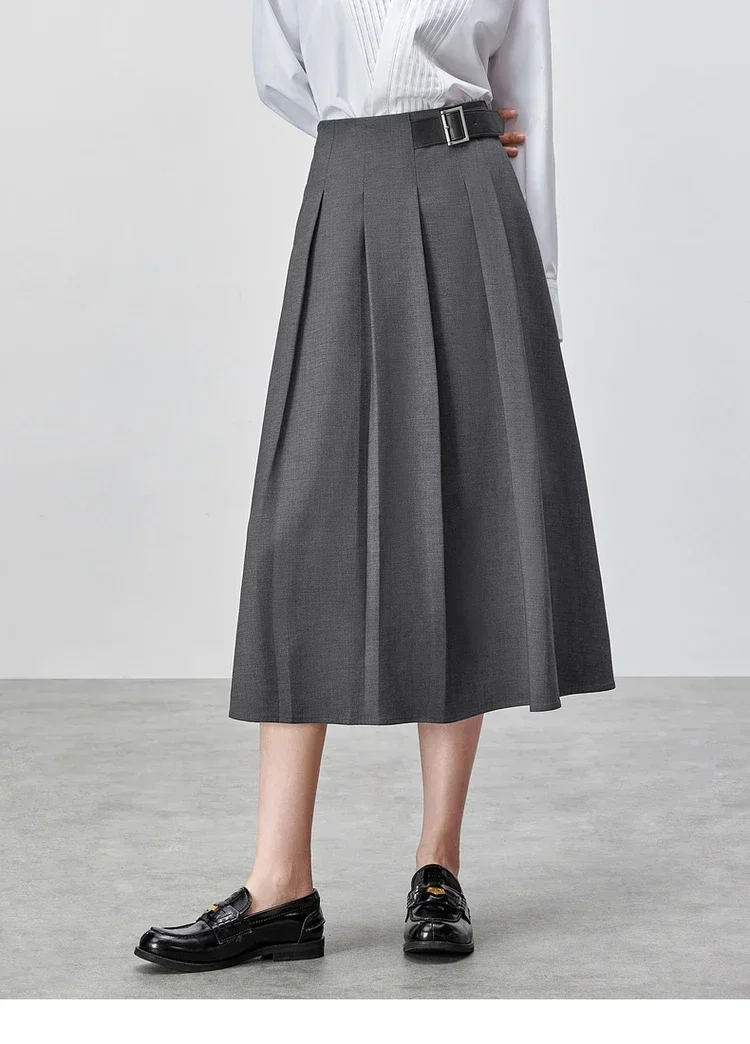 SENTUBILA Grey Midi Pleated Skirt for Women 2025 Spring Fall Fashion Solid Belted High Waist Office Lady A Line Skirts 143Q55468
SENTUBILA Grey Midi Pleated Skirt for Women 2025 Spring Fall Fashion Solid Belted High Waist Office Lady A Line Skirts 143Q55468